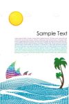 Abstract Sea with Palm Trees and Sample Text